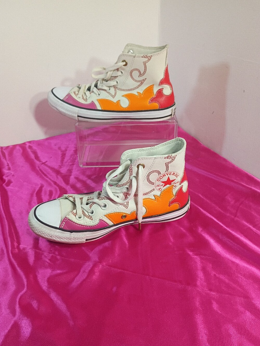 Converse Chuck Taylor Space Cowboy Woman's SZ 7.5 High Top Pink Orange Flame - Picture 2 of 9